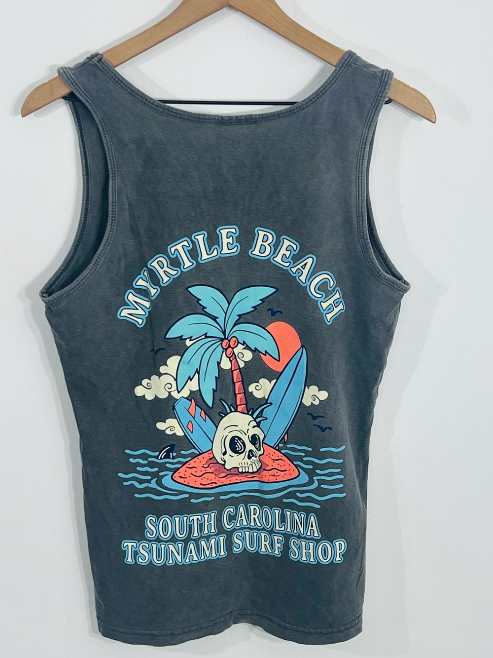 Salty Wave Myrtle Beach South Carolina Tsunami Surf Shop Pullover Tank Cotton S